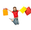 excited girl with shopping bags