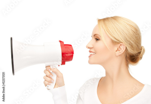 Photo: woman with megaphone woman with megaphone
