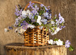 bouquet of spring flowers in a basket
