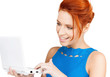 smiling woman with laptop computer