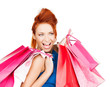excited woman with shopping bags