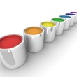 Pots of paint. 3D render.