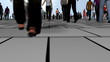 Anonymous crowd low angle with camera move and cartoon shader