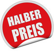 Illustration: Sticker rot rund cu HALBER PREIS Sticker rot rund cu HALBER PREIS