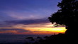 The rocky shore of tropical ocean at sunset. Timelapse