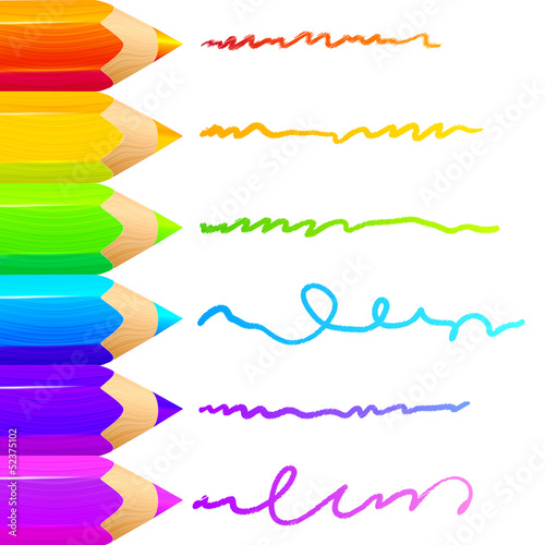 Vector: Colored pencils bright colorful set background Colored pencils bright colorful set background