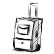 Travel bag on wheels. Sketch vector illustration