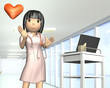 Friendly nurse is smiling.