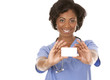 Photo: nurse holding business card nurse holding business card