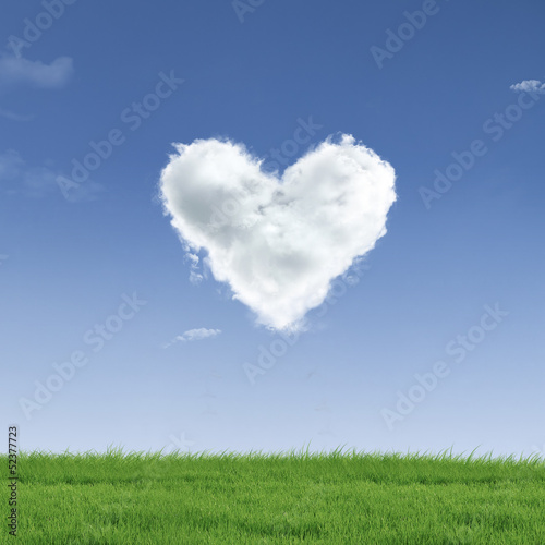 Photo: Heart shape cloud on field Heart shape cloud on field