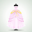 vector illustration of beautiful wedding gown on display