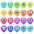 Map marker with icons-set three