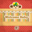 retro cute baby shower with funny monkey