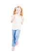 Photo: Gymnast cute little girl isolated on a white Gymnast cute little girl isolated on a white