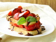 strawberry millefeuille with chocolate sauce