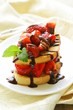 strawberry millefeuille with chocolate sauce