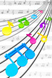 vector illustration of notes on string in musical background