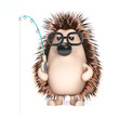 Cute hedgehog has gone fishing