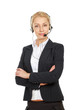 Photo: Beautiful business woman with headset. Call center Beautiful business woman with headset. Call center