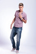 casual man revealing chest
