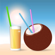 Coconut Cocktail. Vector Illustration