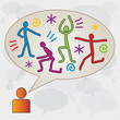 Personnage avec Boite Dialogue / Bulle et Icones Sport Fitness
