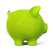 Illustration: Green piggy bank - side view Green piggy bank - side view