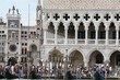 Ducal Palace with the Tower of the two MORI at Venice in Italy
