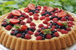 Fruit tart pie with fresh raspberry and blueberry