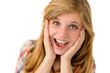 Happy girl expressing her joyful emotions