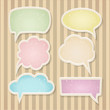 Set of color frayed speech bubbles