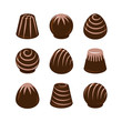 Vector set of chocolate candies isolated on white background