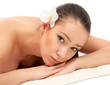 Attractive woman getting spa treatment