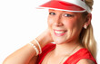 Blondine mit Sonnencap