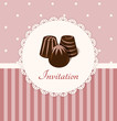 Vintage vector invitation card with chocolate candies