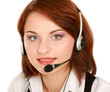 Photo: Beautiful business woman with headset. Call center Beautiful business woman with headset. Call center