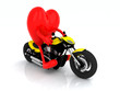 heart with arms and legs on the motorbike