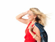 Hübsche Blondine mit Jeansjacke