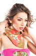beautiful woman wearing an colorful scarve