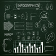 Vector: Set of chalkboard infographics and business icons. Set of chalkboard infographics and business icons.