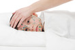 sick boy in a white bed