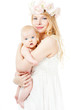 Young mother hugging baby
