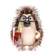Illustration: Cute hedgehog drinks through a straw Cute hedgehog drinks through a straw