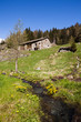 fienile di montagna con ruscello