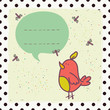 Cute invitation or greeting card template with cartoon bird.