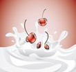 Cherries splashed in milk
