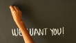 We Want you Chalk drawing