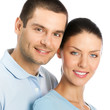 Photo: Portrait of young couple, isolated Portrait of young couple, isolated