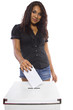 Latin female voter at the ballot box.