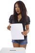 Latin female voter at the ballot box.